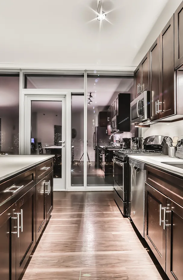 Elegant bedroom with modern furnishings and natural lighting